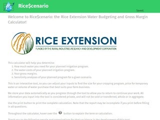 Rice Scenario budgeting calculator